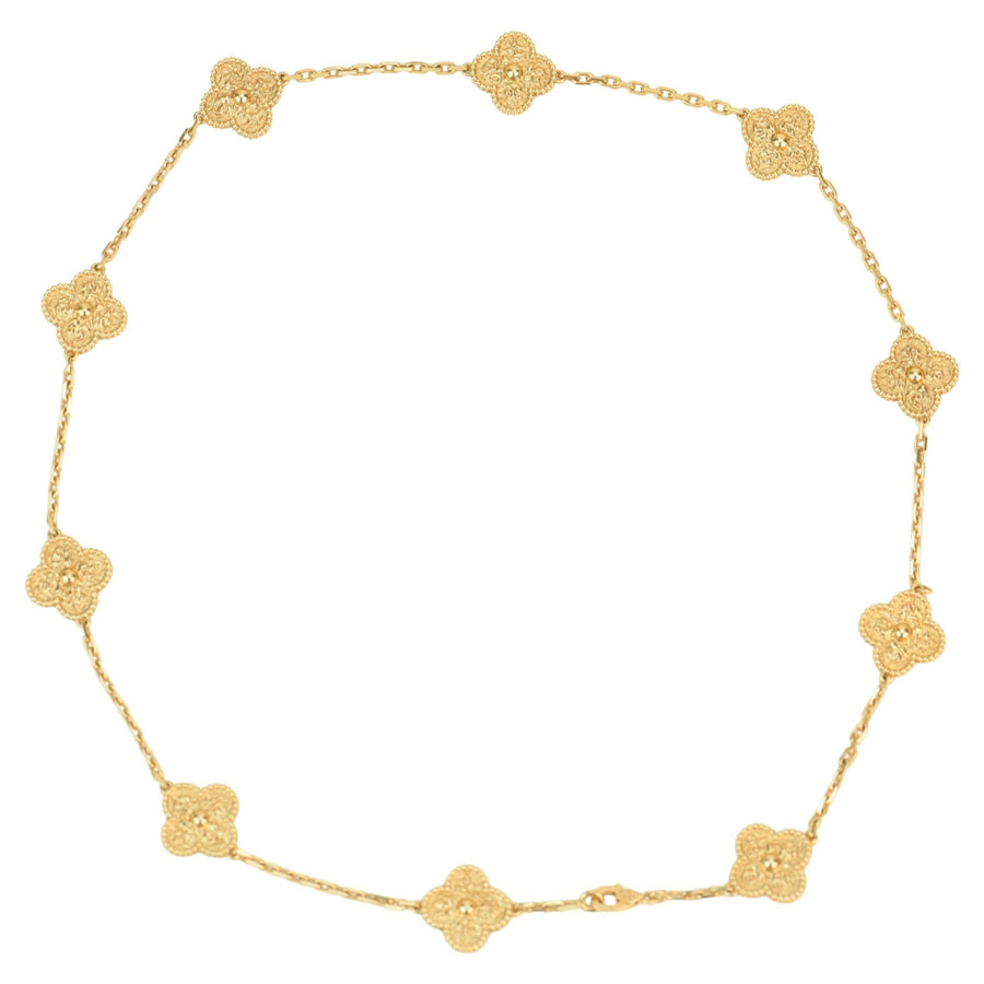 Van Cleef & Arpels Vintage Alhambra 10 Motif Yellow Gold Necklace