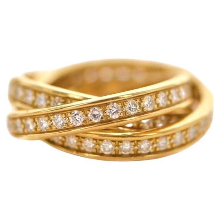 Preloved Cartier Trinity Yellow Gold Diamond Pave Band Ring