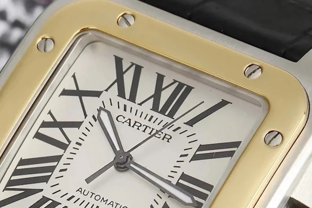 Cartier W20072X7 Santos 100 Gold & Steel XL Year 2010 Automatic Movement