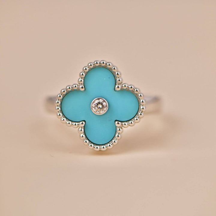 Van Cleef & Arpels Alhambra Turquoise White Gold Diamond Ring