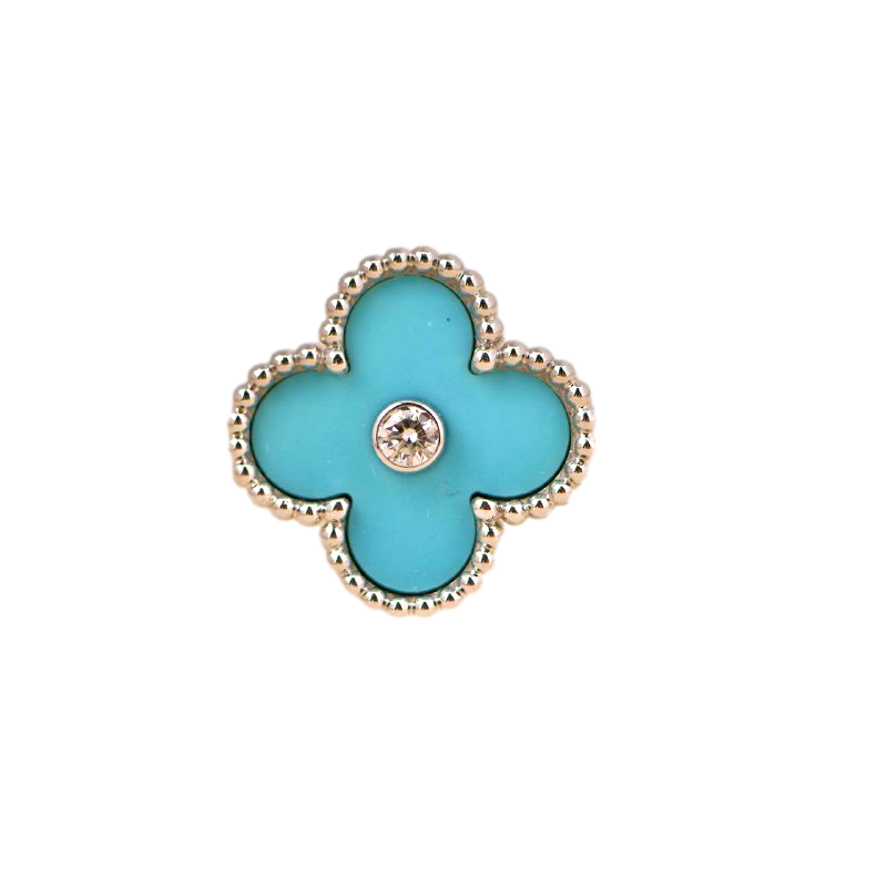 Van Cleef & Arpels Alhambra Turquoise White Gold Diamond Ring