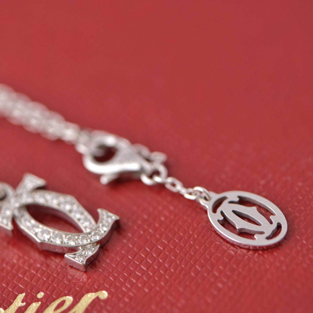 Cartier Double C Charm Diamond White Gold Necklace Dandelion