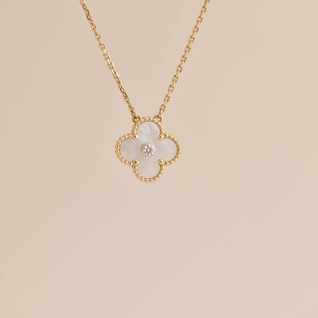 Van Cleef & Arpels Diamond Mother of Pearl Limited Edition Alhambra Pendant Necklace