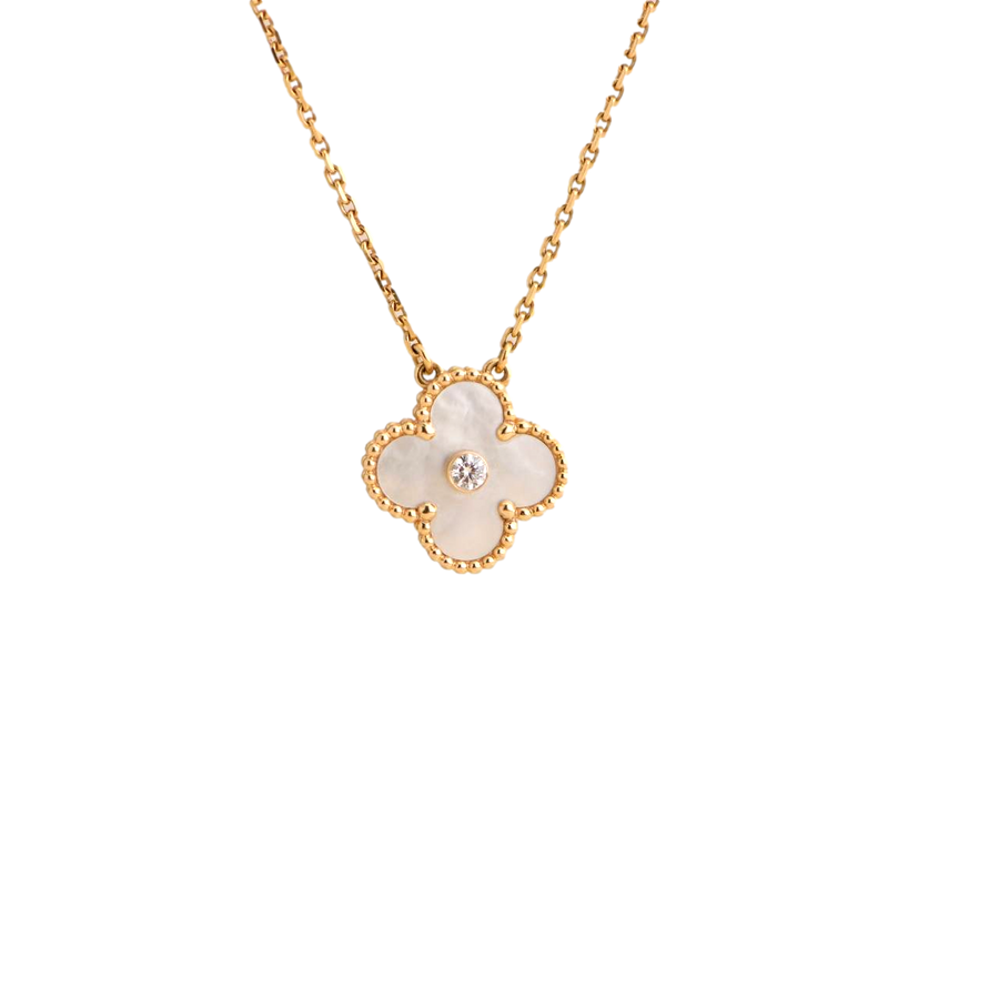 Van Cleef & Arpels Diamond Mother of Pearl Limited Edition Alhambra Pendant Necklace