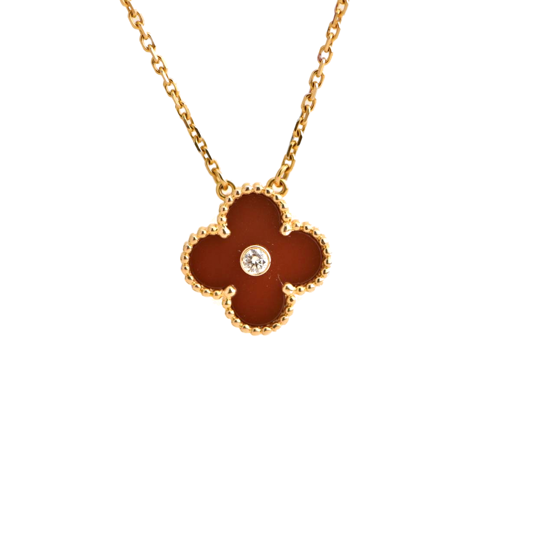 Van cleef carnelian alhambra necklace new arrivals