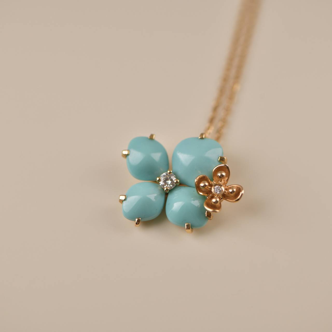 Chaumet Hortensia Eden Rose Gold Turquoise Diamond Pendant