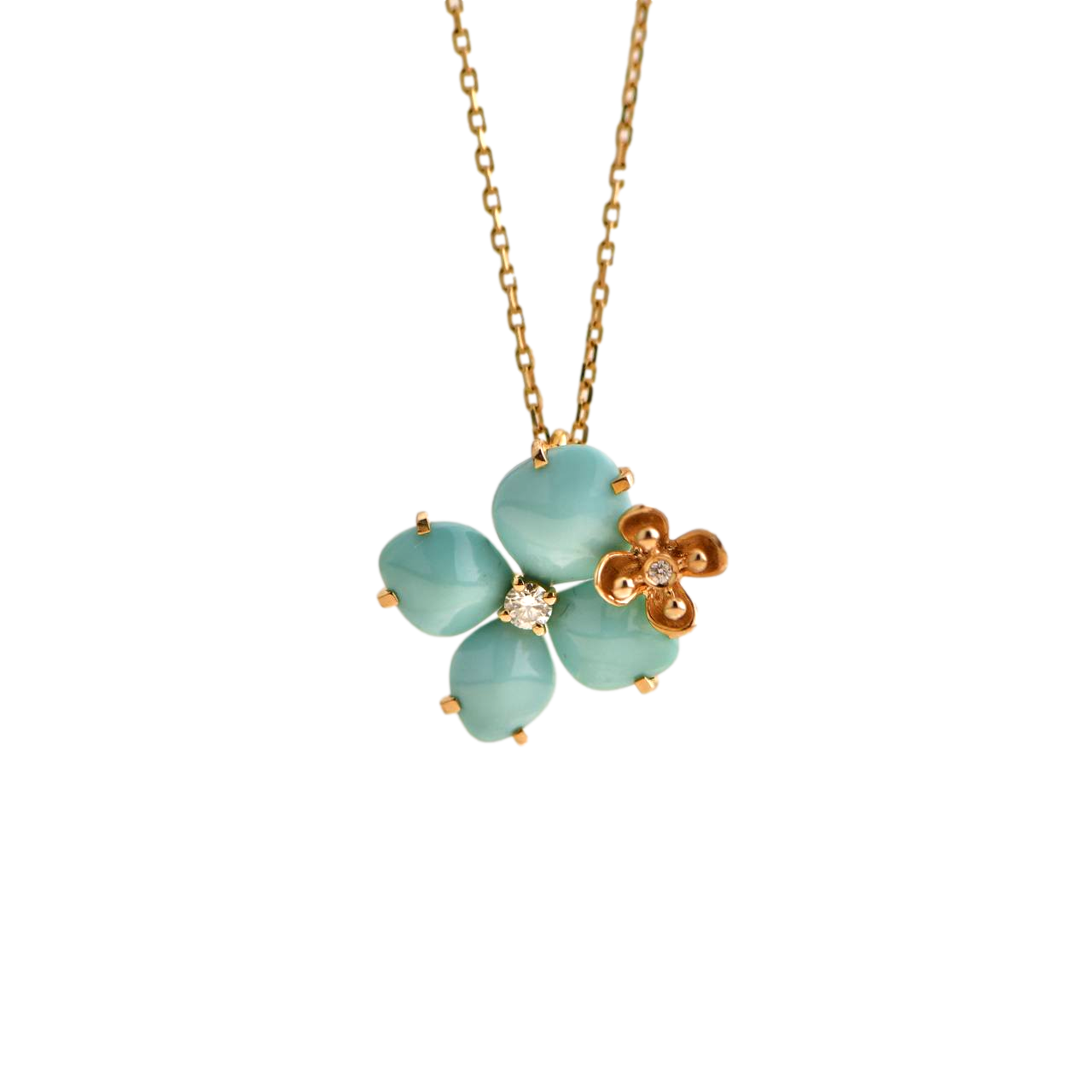 Chaumet Hortensia Eden Rose Gold Turquoise Diamond Pendant