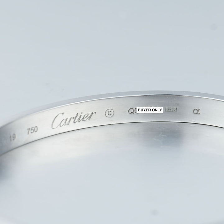 Cartier 18K White Gold Love Bracelet Size 19