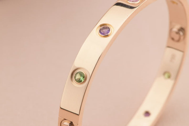 Cartier Love Bracelet Multi Gem Rose Gold Size 16