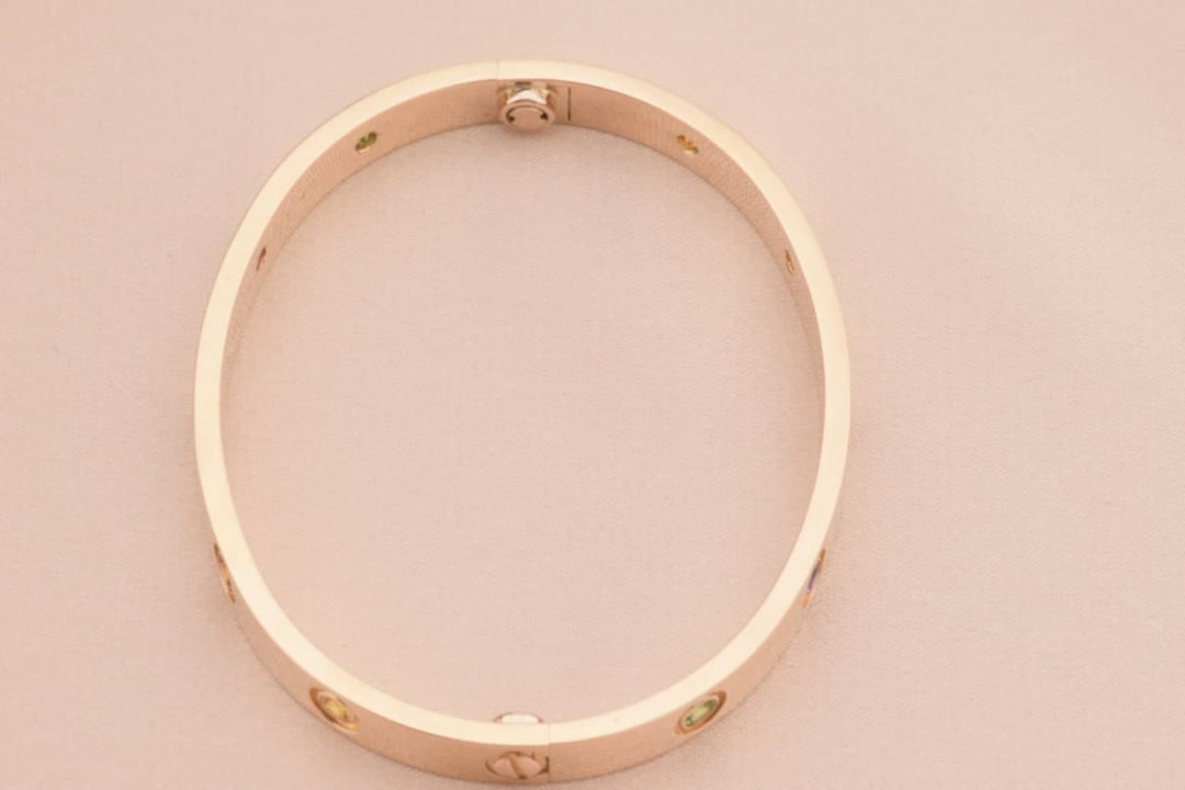 Cartier Love Bracelet Multi Gem Rose Gold Size 16