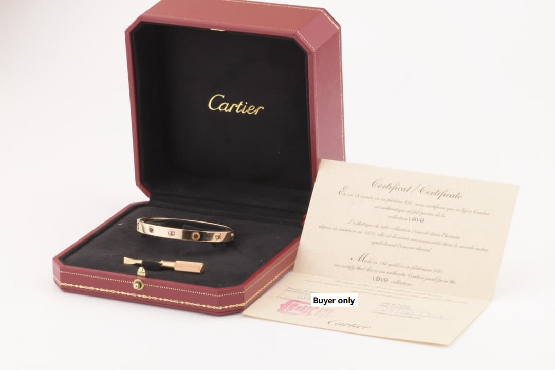 Cartier Love Bracelet Multi Gem Rose Gold Size 16