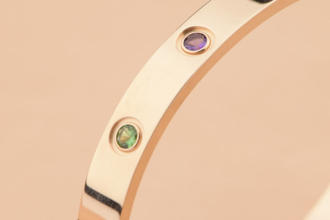 Cartier Love Bracelet Multi Gem Rose Gold Size 16