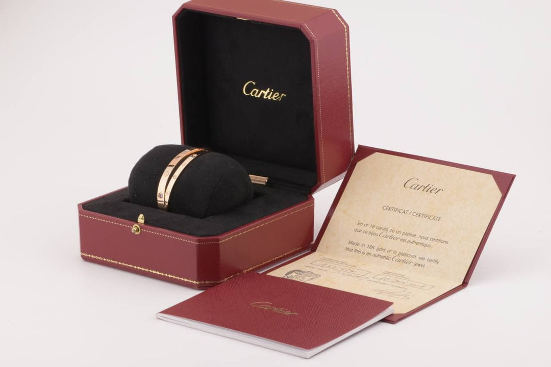 Cartier Double Pink Sapphire Diamond Rose Gold Bracelet Size 17