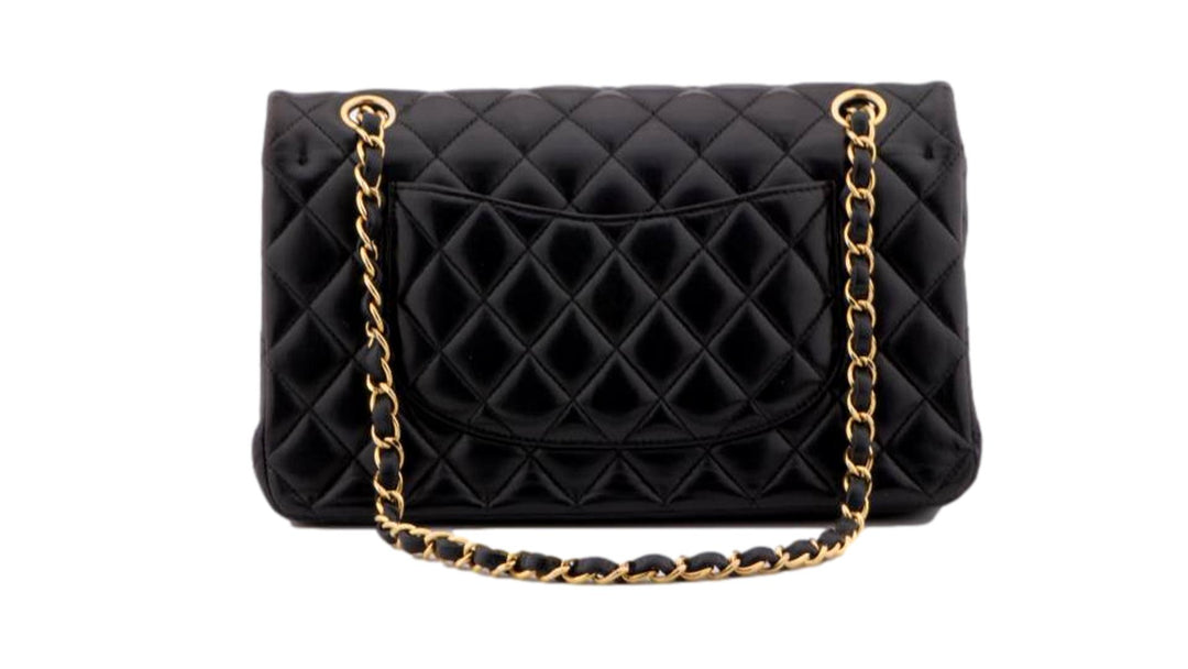 CHANEL Black Quilted Lambskin Timeless Classic Medium Double Flap Bag