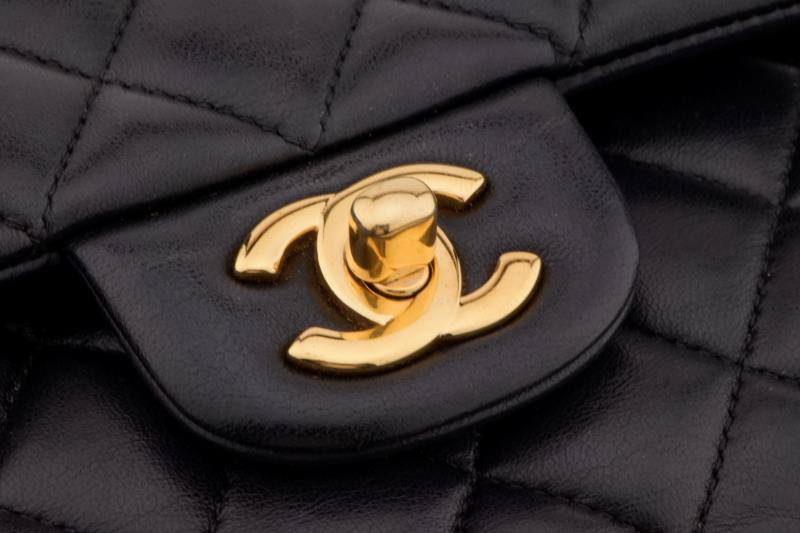 CHANEL Black Quilted Lambskin Timeless Classic Medium Double Flap Bag