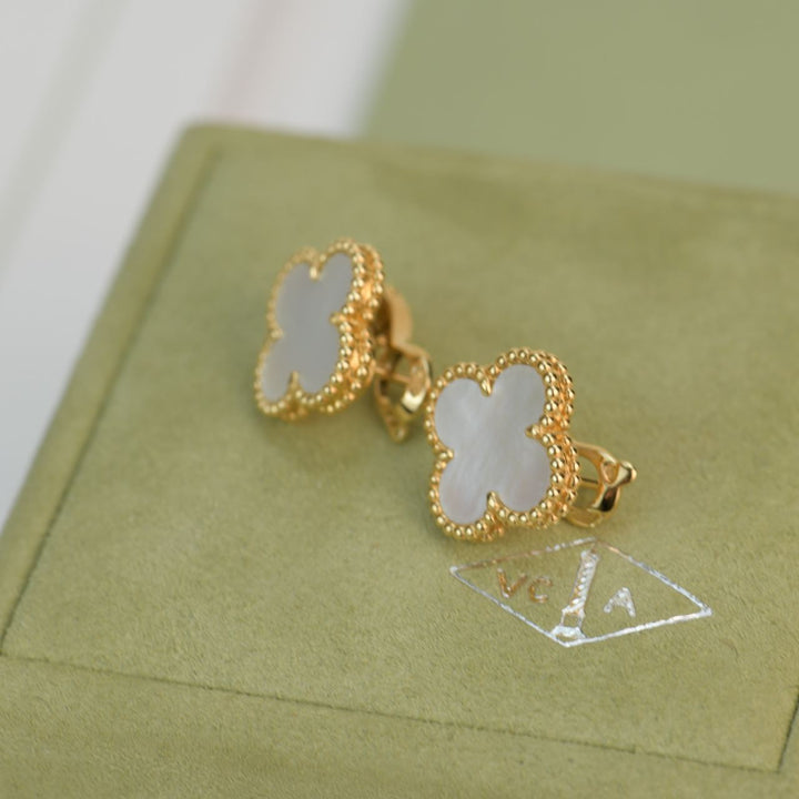 Van Cleef & Arpels Alhambra Mother Of Pearl Gold Earrings