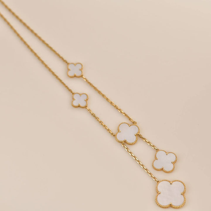 Van Cleef & Arpels Mother of Pearl Magic Alhambra Yellow Gold Necklace