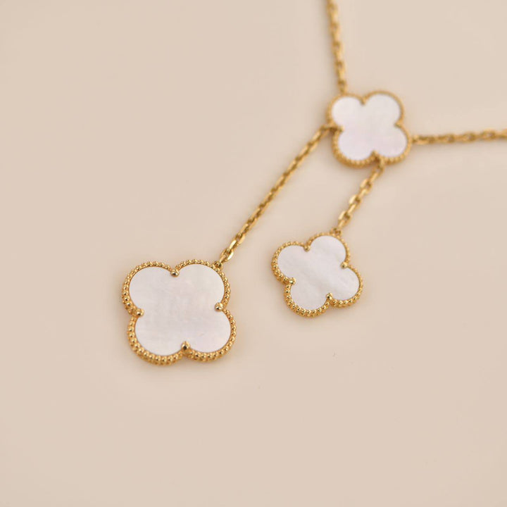 Van Cleef & Arpels Mother of Pearl Magic Alhambra Yellow Gold Necklace