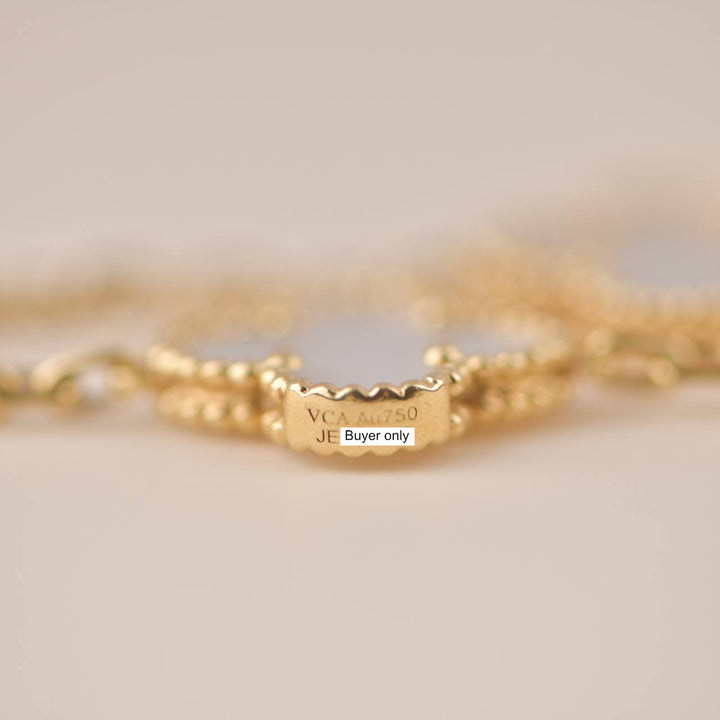Van Cleef & Arpels 5 Motif Alhambra Mother Of Pearl Yellow Gold Bracelet