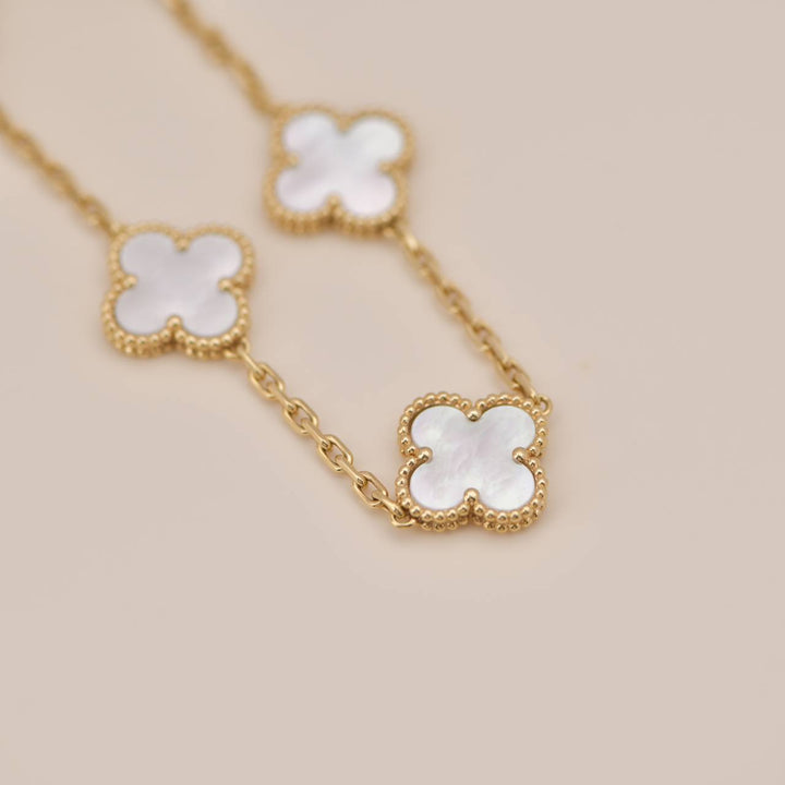 Van Cleef & Arpels 5 Motif Alhambra Mother Of Pearl Yellow Gold Bracelet
