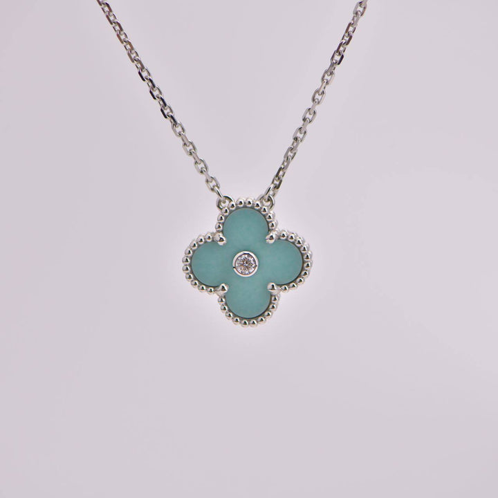 Van Cleef & Arpels Vintage Alhambra 2022 Holiday Diamond Green Celadon Sèvres Porcelain Pendant