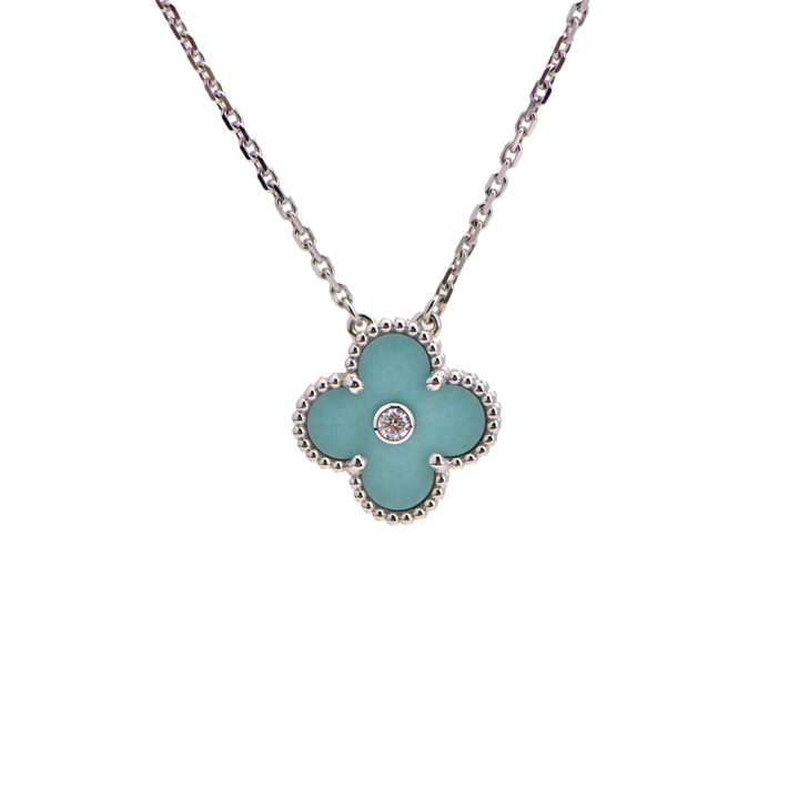 Van Cleef & Arpels Vintage Alhambra 2022 Holiday Diamond Green Celadon Sèvres Porcelain Pendant