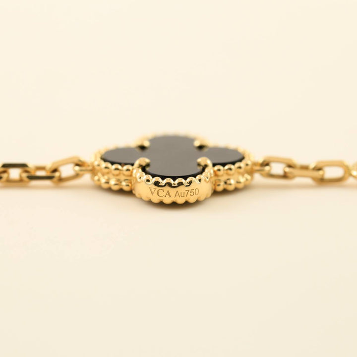 Van Cleef & Arpels Black Onyx Vintage Alhambra 18k Gold Bracelet