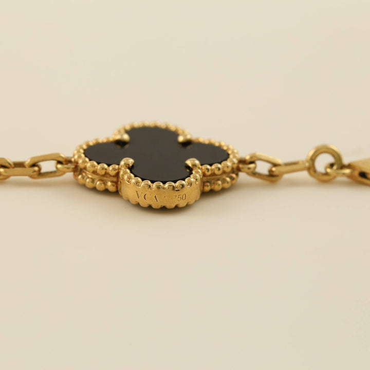 Van Cleef & Arpels Black Onyx Vintage Alhambra 18k Gold Bracelet