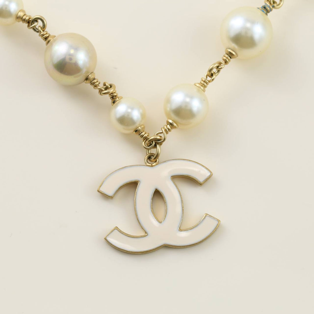 CHANEL CC Enamel Camellia Flower Long Necklace