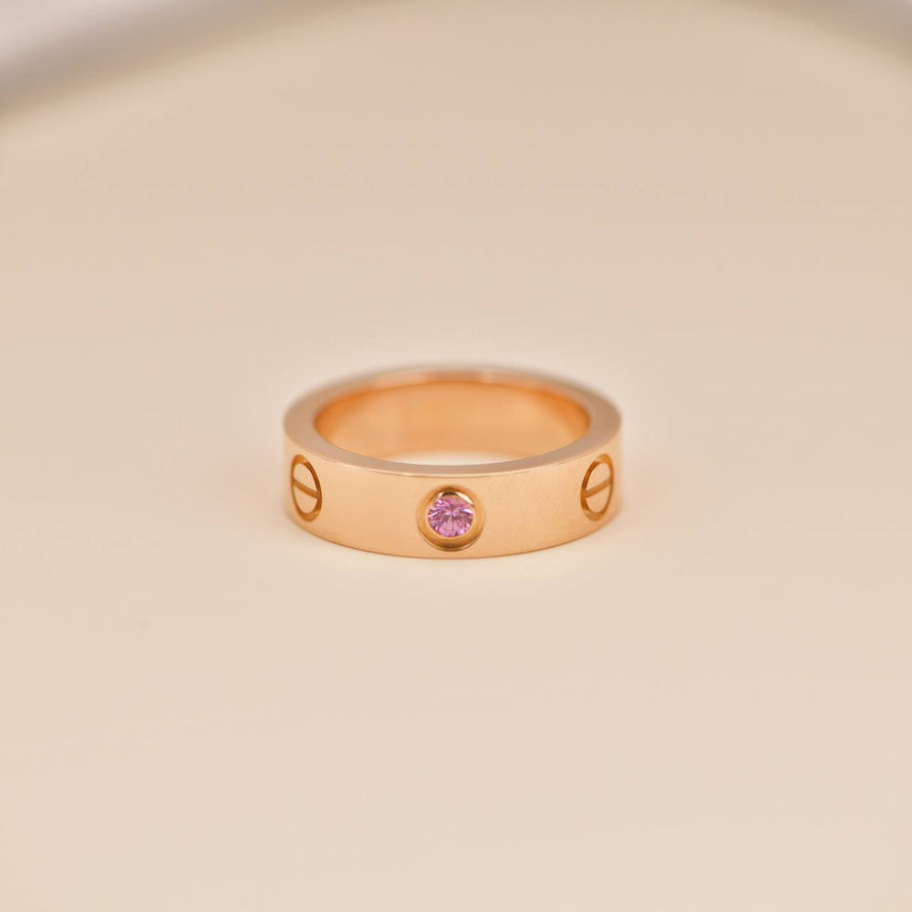 Cartier LOVE Ring Rose Gold with Pink Sapphires Size 54