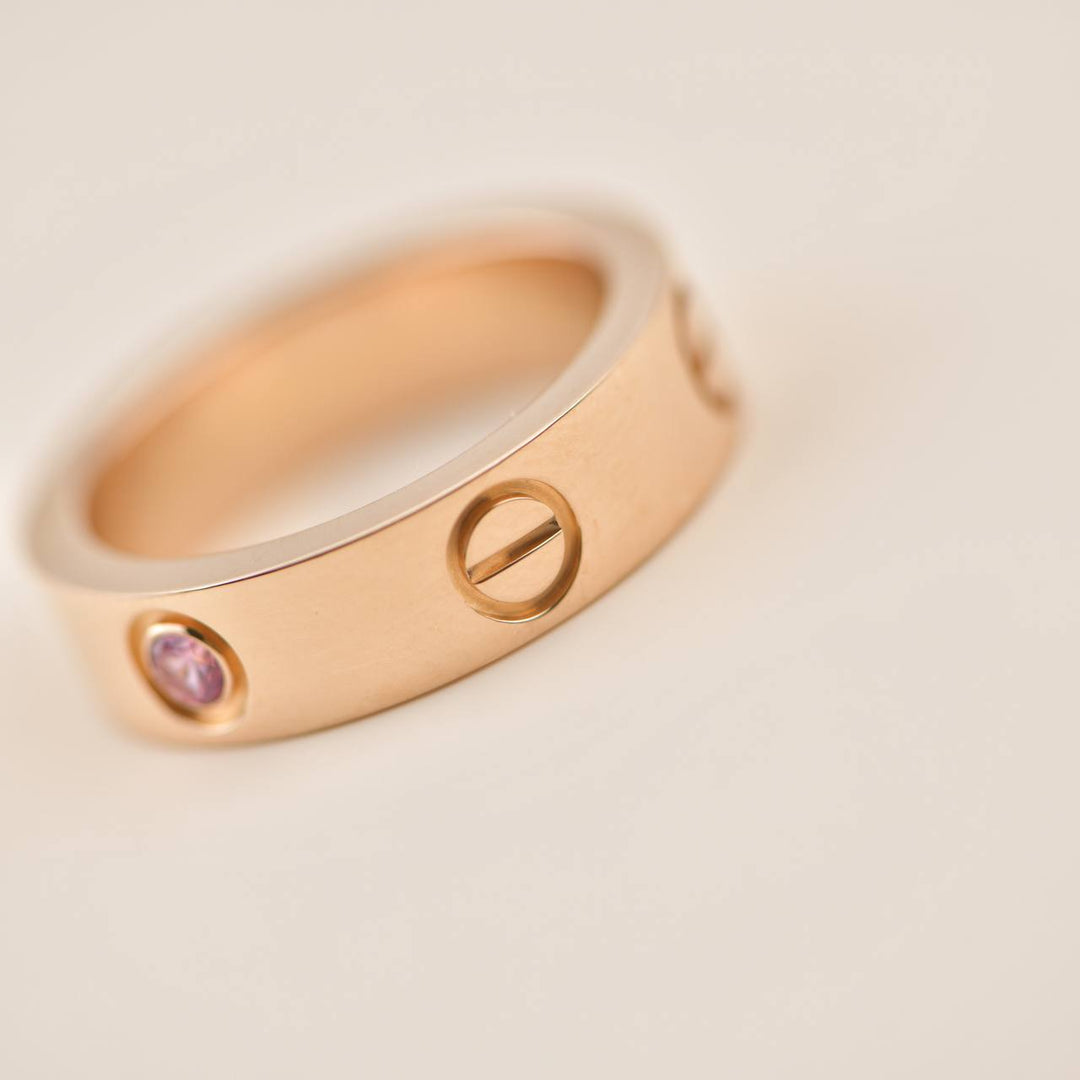 Cartier LOVE Ring Rose Gold with Pink Sapphires Size 54