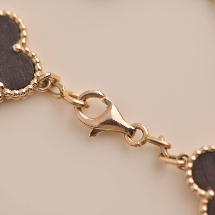 Van Cleef & Arpels Vintage Alhambra Letterwood Rose Gold Bracelet