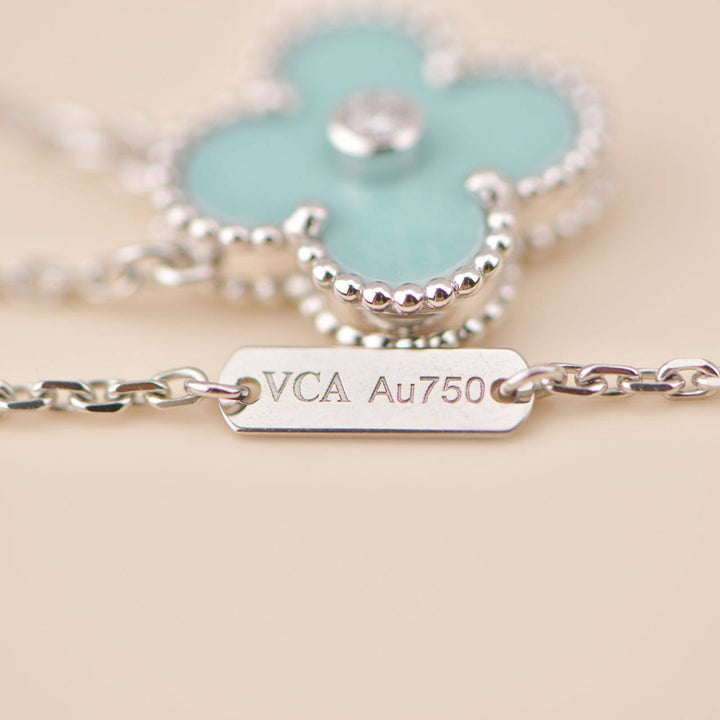 Van Cleef & Arpels Vintage Alhambra 2022 Holiday Diamond Green Celadon Sèvres Porcelain Pendant