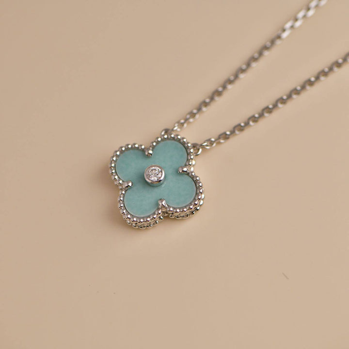 Van Cleef & Arpels Vintage Alhambra 2022 Holiday Diamond Green Celadon Sèvres Porcelain Pendant