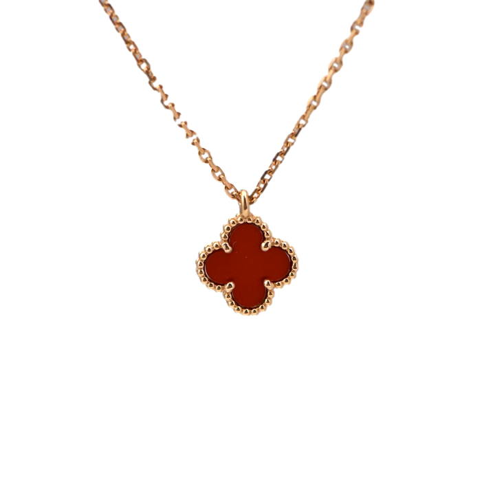 Van Cleef & Arpels Rose Gold Carnelian Sweet Alhambra Pendant