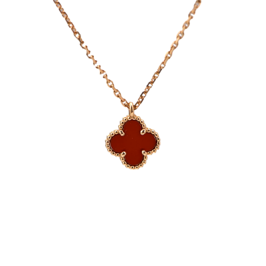 Van Cleef & Arpels Rose Gold Carnelian Sweet Alhambra Pendant