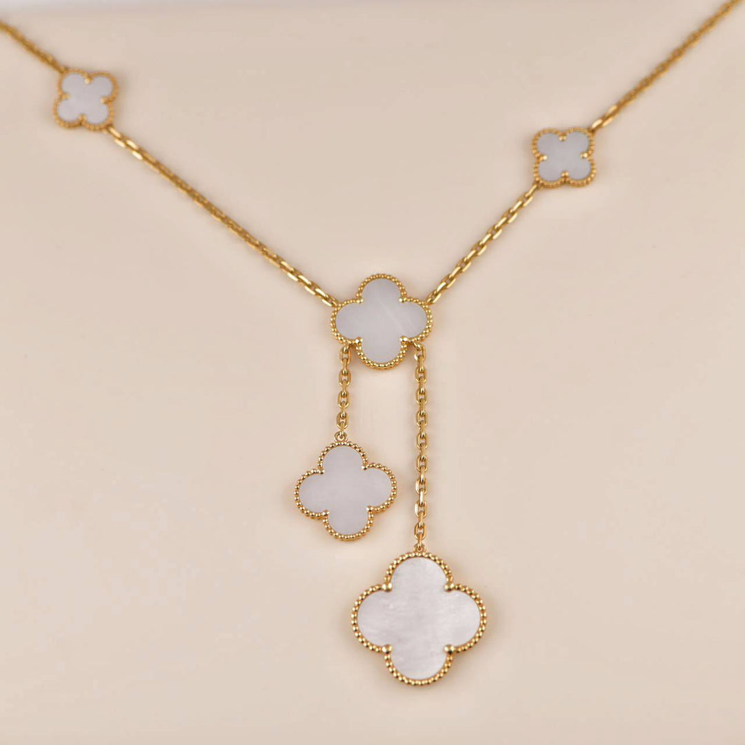 Van Cleef & Arpels Mother of Pearl Magic Alhambra Yellow Gold Necklace