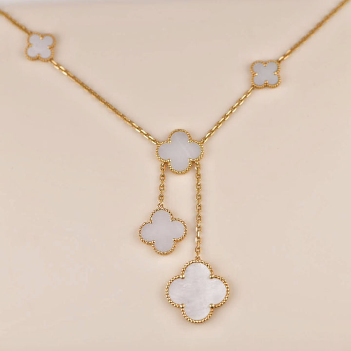 Van Cleef & Arpels Mother of Pearl Magic Alhambra Yellow Gold Necklace