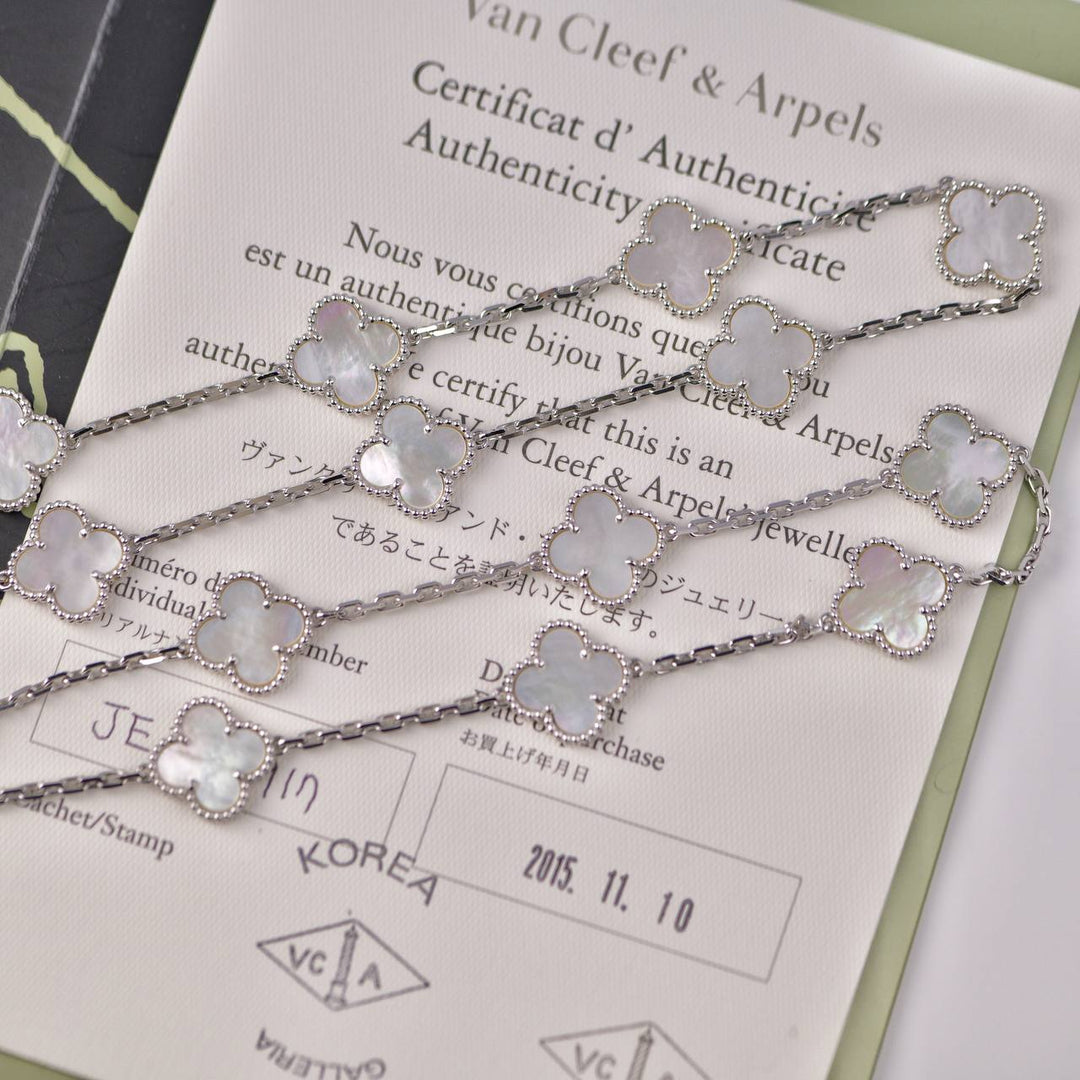 Van Cleef & Arpels Vintage Alhambra 20 Motifs Mother of Pearl Long Necklace