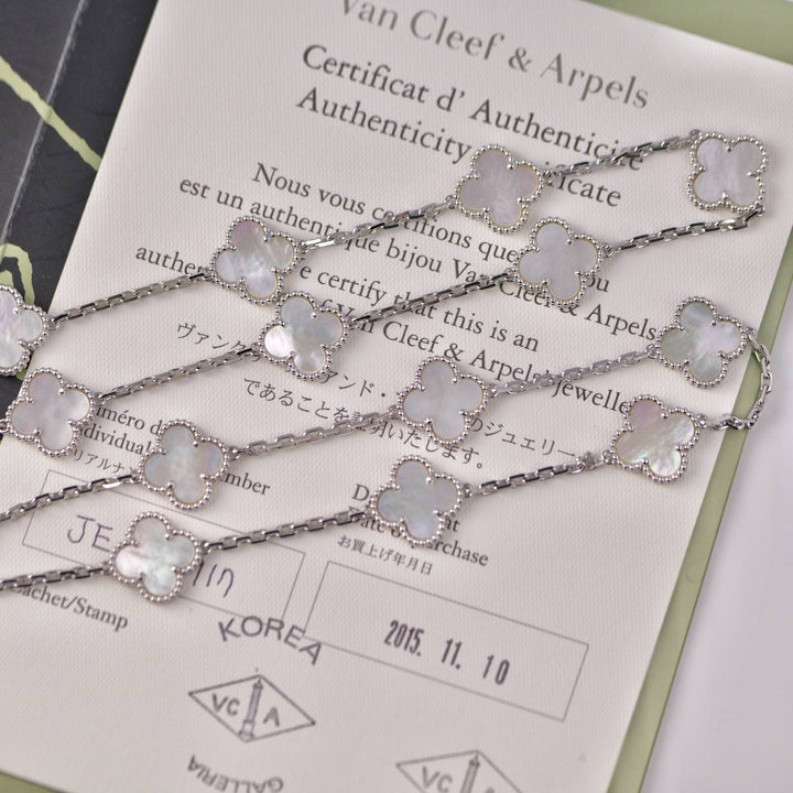 Van Cleef & Arpels Vintage Alhambra 20 Motifs Mother of Pearl Long Necklace
