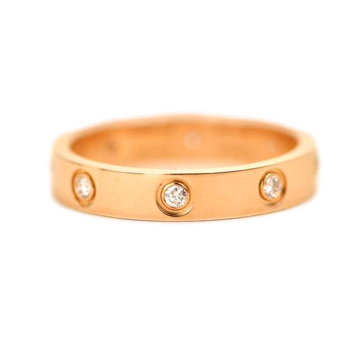Cartier LOVE Wedding Ring Rose Gold with 8 Diamonds Size 56