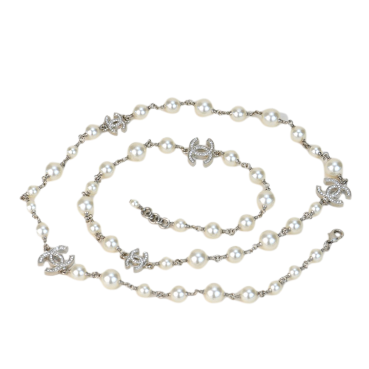 Chanel Pearl Sautoir Necklace with Five CC Logos