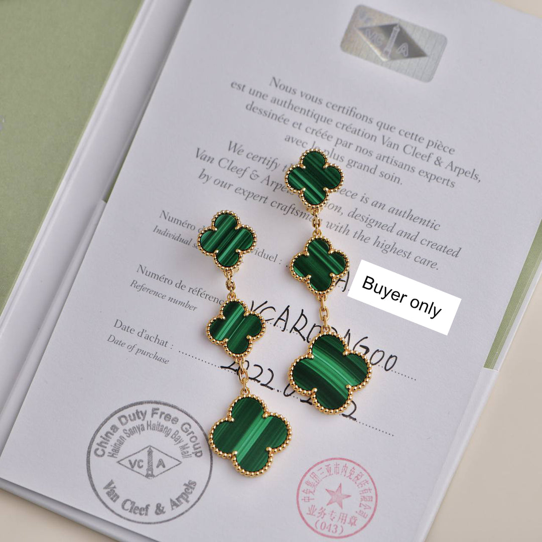 Van Cleef & Arpels Magic Alhambra Malachite 3 Motifs Earrings