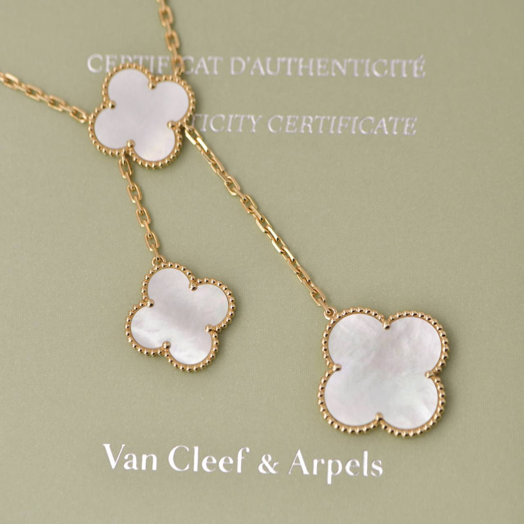 Van Cleef & Arpels Mother of Pearl Magic Alhambra Yellow Gold Necklace