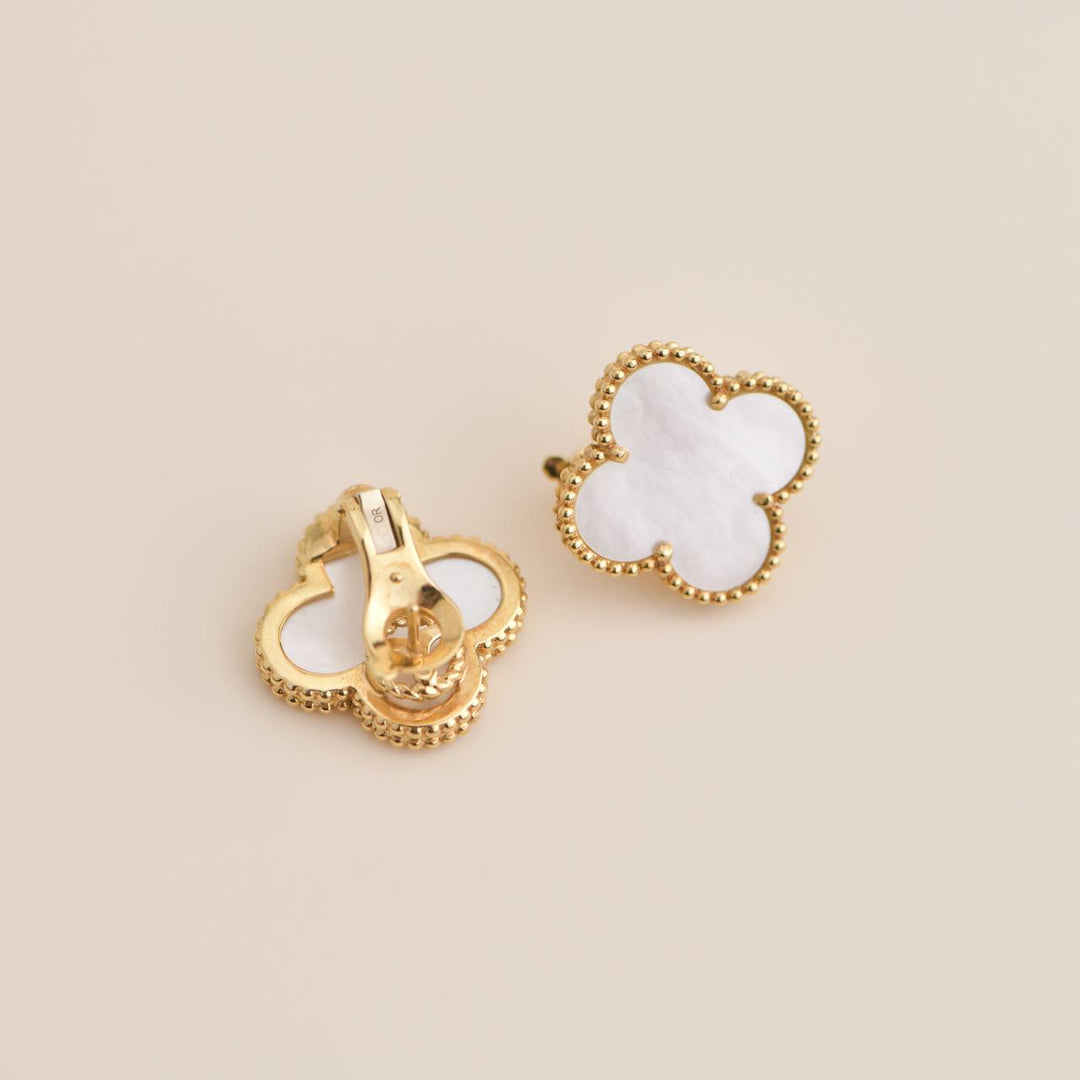 Van Cleef & Arpels Magic Alhambra Mother-of-Pearl 18K Yellow Gold Earstuds