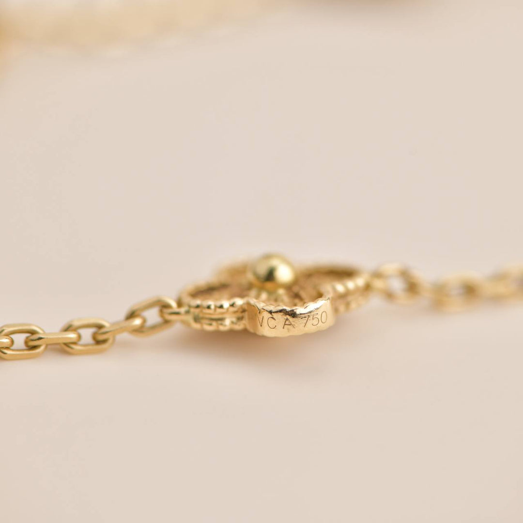 Van Cleef & Arpels Vintage Alhambra 10 Motif Yellow Gold Necklace