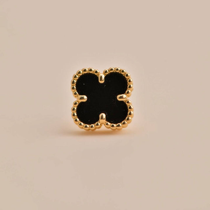 Van Cleef & Arpels Sweet Alhambra Onyx 18k Yellow Gold Earstuds