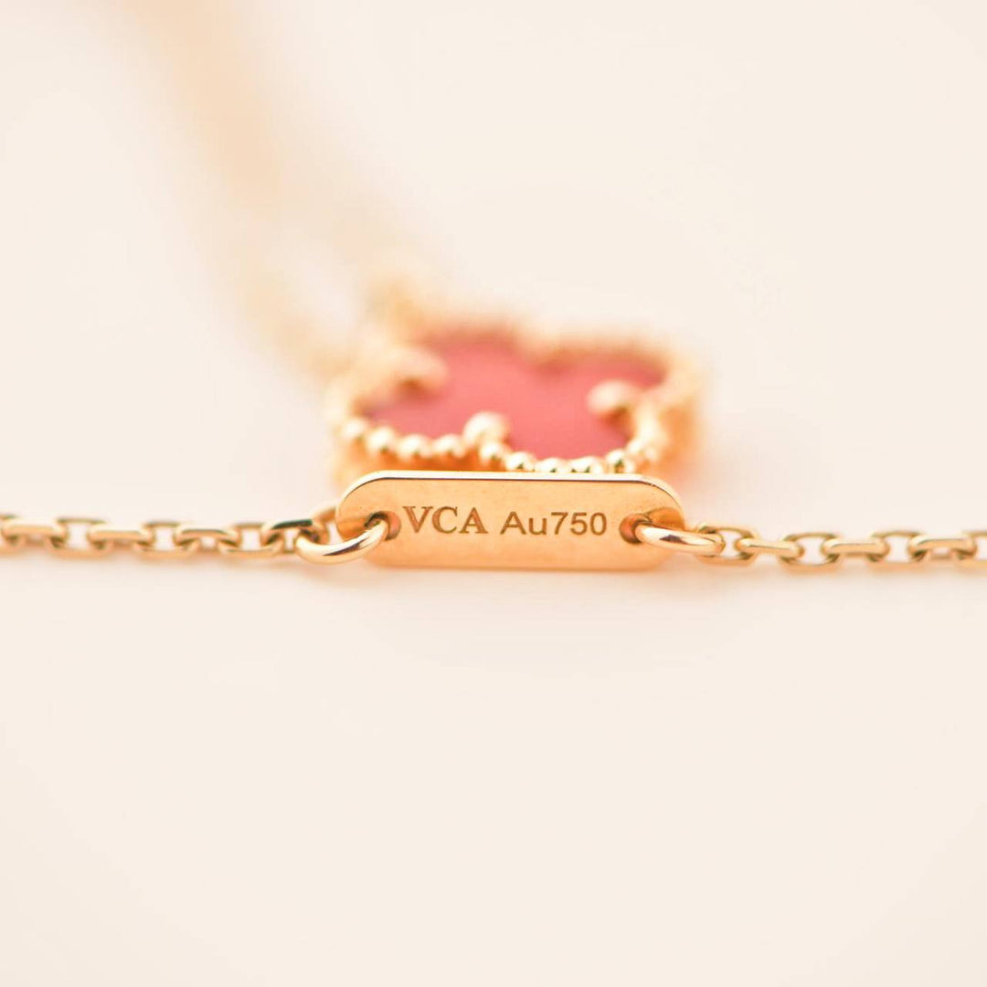 Van Cleef & Arpels Sweet Alhambra Necklace Carnelian Pink Gold  VCARN59M00