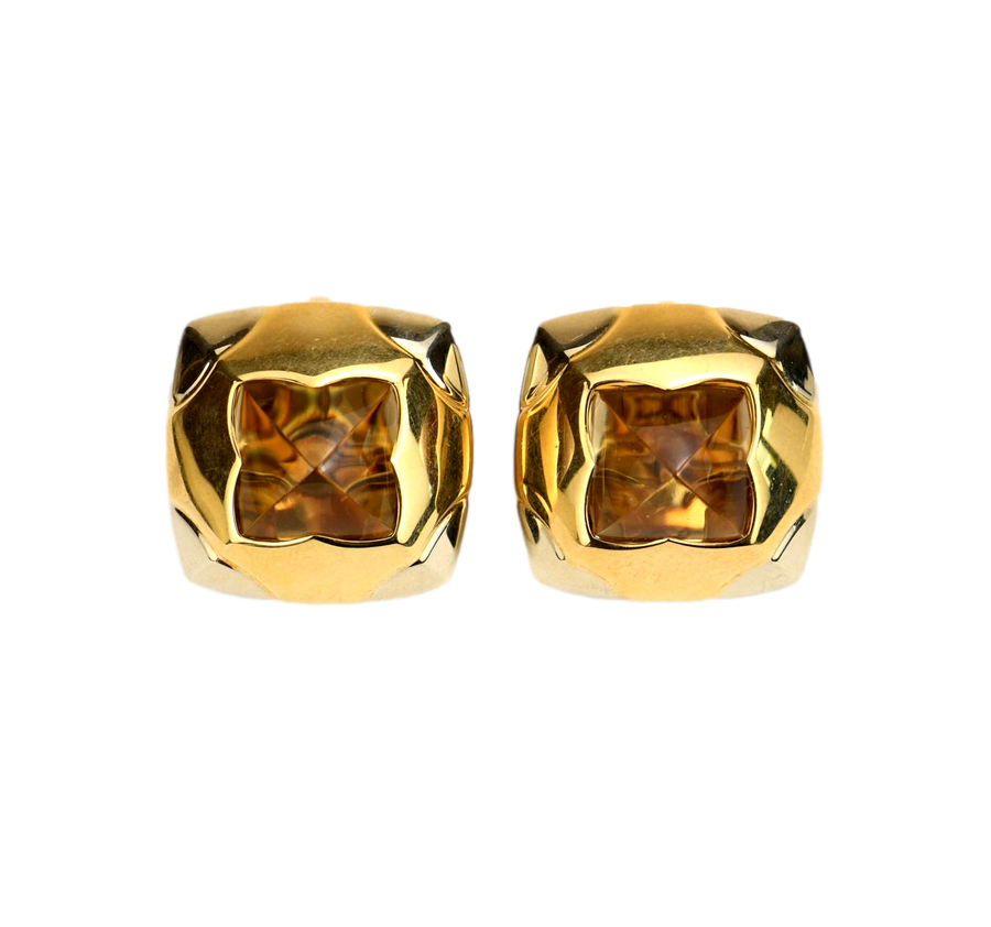 Bvlgari Pyramide Citrine Yellow Gold Clip-on Earrings