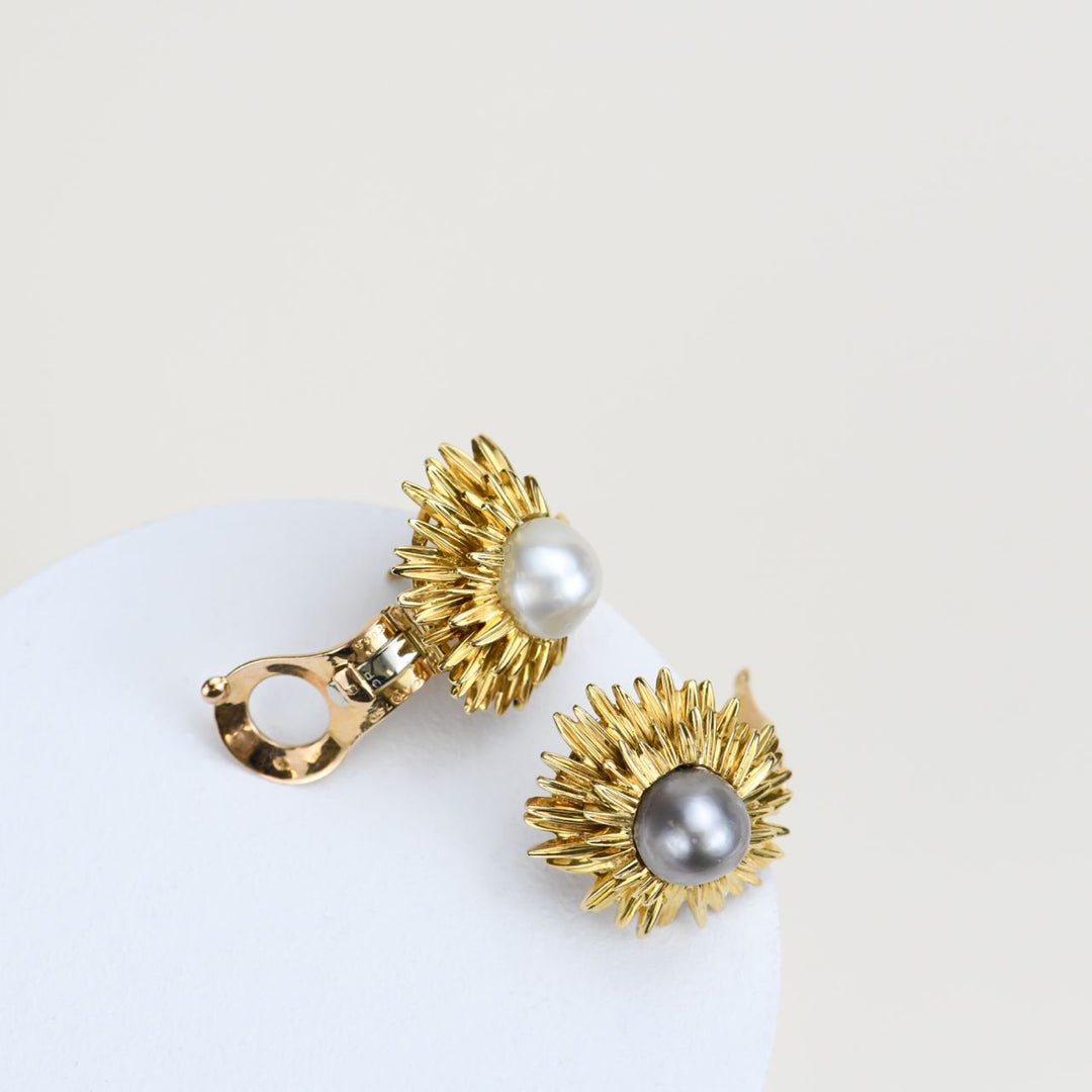 Van Cleef Arpels Cultured White & Grey Pearls Earrings